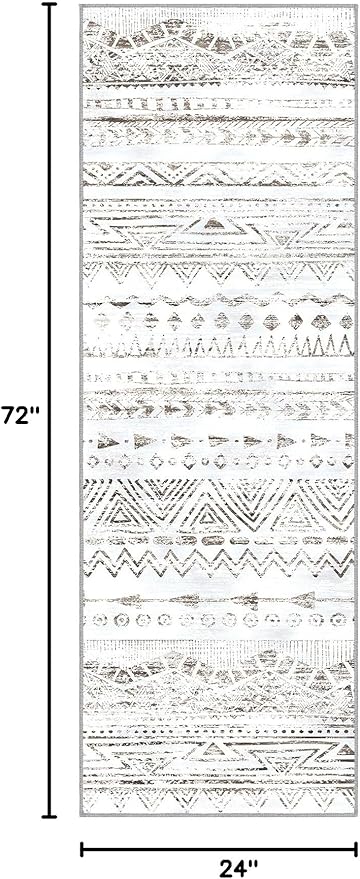 Moroccan Washable Hallway Runner Rug 2x6, Carpet Runner, Throw Rugs with Rubber Backing for Hallway Laundry Room Kitchen Bathroom（Brown 2x6