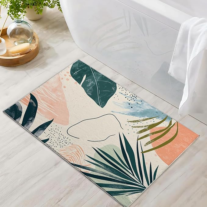 2x3 Area Rugs for Living Room Machine Washable Boho Botanical Rug Non Slip Printed Abstract Plant Rug Carpet Friendly Modern Rug for Bathroom Bedroom Dining Room Kitchen