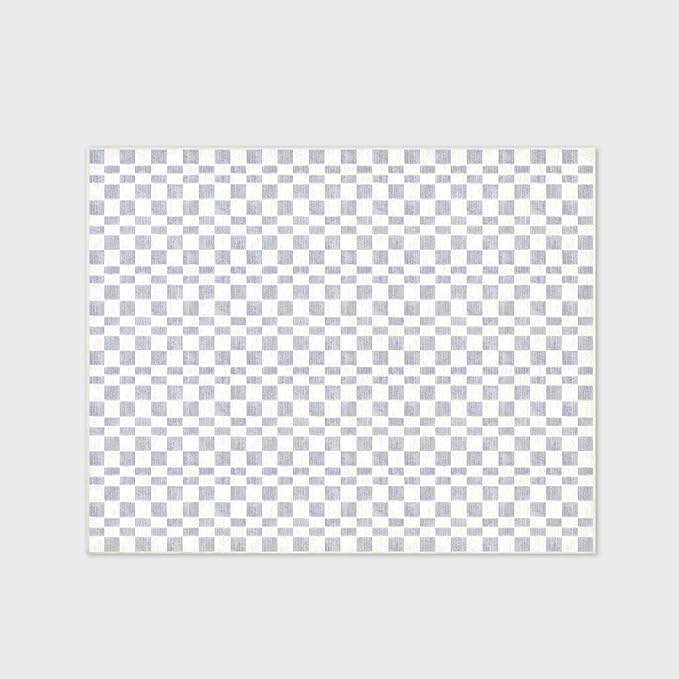 EVERGRACE Checkered Plaid Area Rug 8x10, Soft Fuzzy Faux Wool Rugs Washable Anti Slip Rugs Large Rug Carpet for Entryway Bedroom Living Room Hallway Kitchen Dining Room and Laundry Room, Light Gray