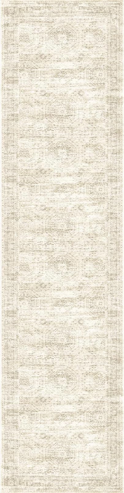 Runner Rug 2'6" x 10' Washable Non-Slip Runner Rugs for Kitchen Bathroom Laundry Room Vintage Ultra Thin Runners for Hallway Entryway Beige