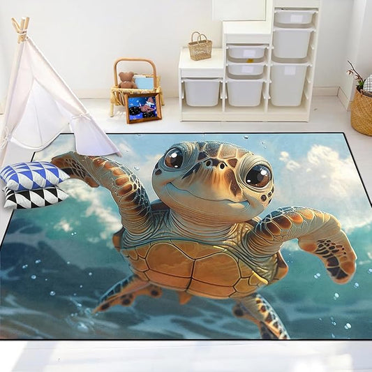 Sea Turtle Rugs - Sea Turtle for Kids Boys Coastal Rug for Bedroom Ocean Life Theme Decor Ocean Carpet Rug, 47 x 31 Inches