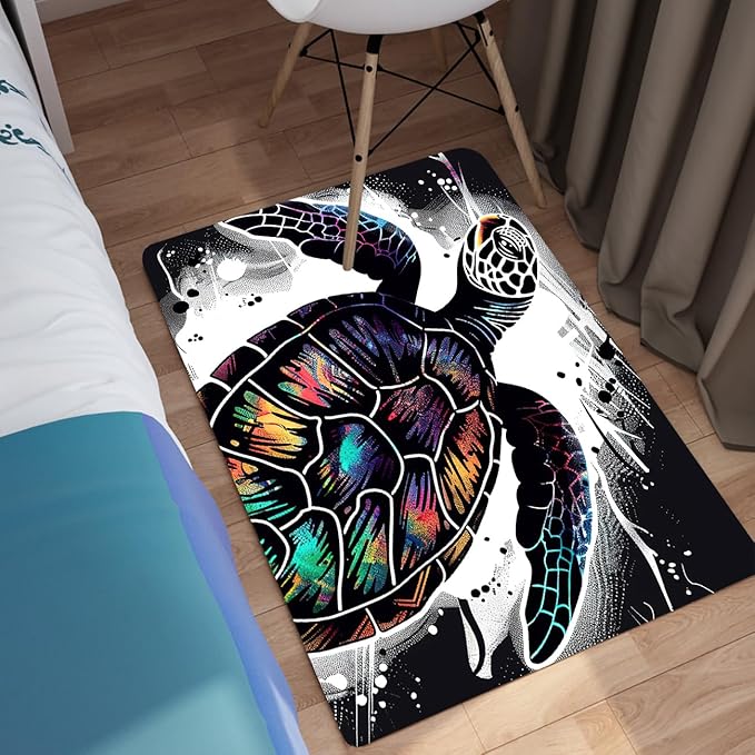 Sea Turtle Area Rugs - Sea Turtle Rugs for Bedroom Ocean Theme Rugs Ocean Animal Room Decor, 2'×3'