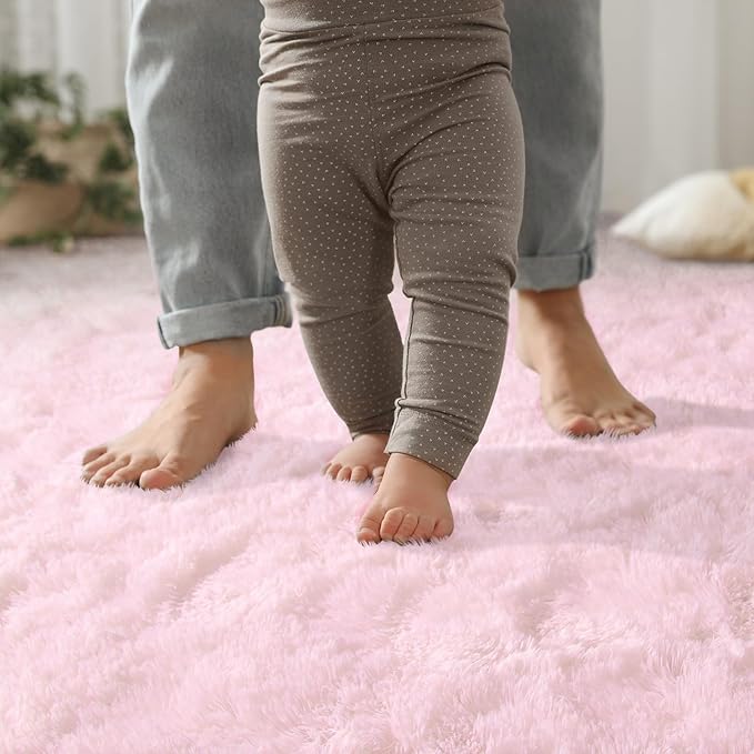 YJ.GWL Area Rugs for Bedroom, 2x3 Door Mat Washable Small Pink Bedside Rug,Fluffy Shaggy Entryway Rugs for Living Room, Shag Indoor Floor Carpet for Kids Boy and Girls, Home Decor Aesthetic