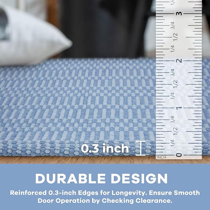 KOZYFLY Washable Runner Rug 2x6 Ft Runners for Hallways Kitchen Runner with Rubber Backing Braided Cotton Entryway Runner Indoor, Carpet for Hallway Kitchen Entryway Bedroom, Blue