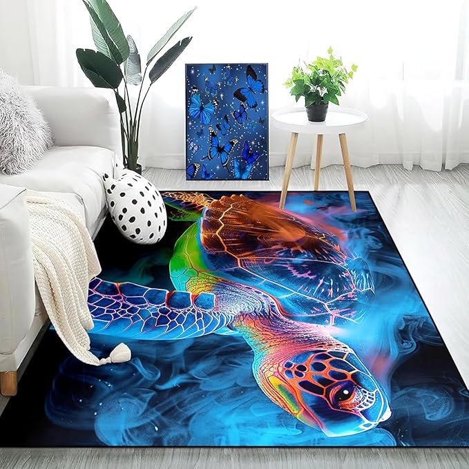 Sea Turtle Rugs for Kids - Sea Turtle Area Rugs for Kids 4'×5' Ocean Life Turtles Carpet