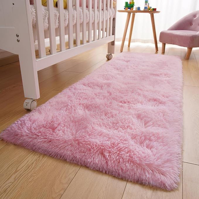 YJ.GWL Area Rugs for Bedroom, 2x3 Door Mat Washable Small Pink Bedside Rug,Fluffy Shaggy Entryway Rugs for Living Room, Shag Indoor Floor Carpet for Kids Boy and Girls, Home Decor Aesthetic
