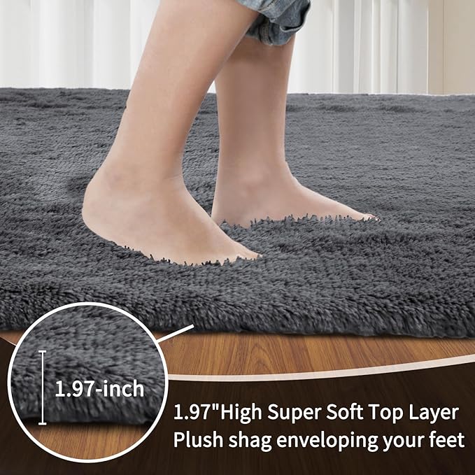 Sour Lemon 8x10 Area Rugs for Bedroom, Living Room Fluffy Rug, Large Area Rug Shag Shaggy Carpet Soft Plush Furry Bedside Rugs, Machine Washable Area Rugs for Kids Girls Boys Home Decor Anti Slip