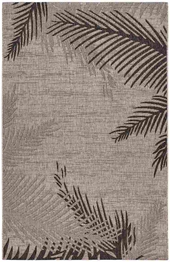 LR Home Captiva Shaded Palms Indoor/Outdoor Area Rug, 5' x 7', Beige/Black