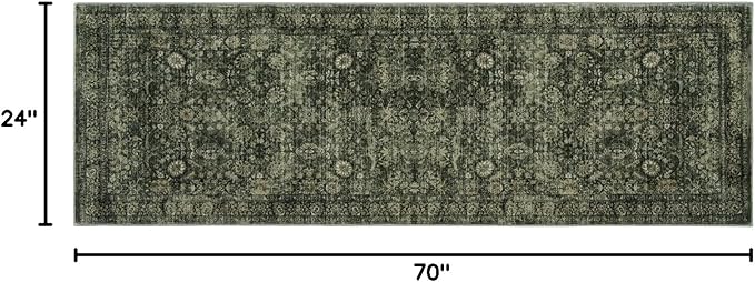 Morebes 2x6 Vintage Washable Dark Green Kitchen Runner Rug Non Slip, Boho Runners for Hallways, Non Shedding Soft Indoor Floor Throw Carpet for Laundry Living Room Bathroom Bedroom