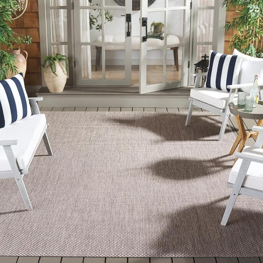 SAFAVIEH Courtyard Collection Area Rug - 8' x 10', Beige & Brown, Non-Shedding & Easy Care, Indoor/Outdoor & Washable-Ideal for Patio, Backyard, Mudroom (CY8521-36312)