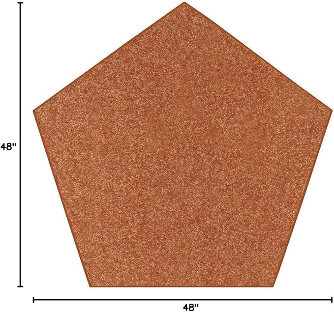 Solid Color Area Rugs Rust - 4' Pentagon, Indoor, Stain & Fade Resistant, Perfect for Living Room, Bedroom, Dining Room, Entryway, Doorway, Pet & Kids Friendly Rug, Wedding, Made in USA
