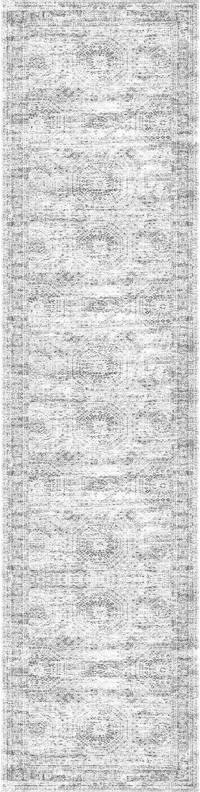 Runner Rug 2'6" x 10' Washable Non-Slip Runner Rugs for Kitchen Bathroom Laundry Room Vintage Ultra Thin Runners for Hallway Entryway Grey