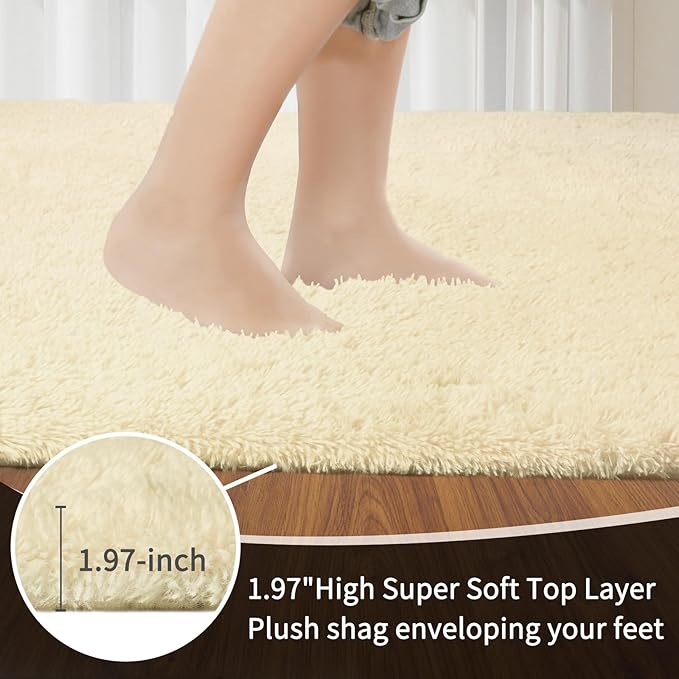 Sour Lemon 8x10 Area Rugs for Bedroom, Living Room Fluffy Rug, Large Area Rug Shag Shaggy Carpet Soft Plush Furry Bedside Rugs, Machine Washable Area Rugs for Kids Girls Boys Home Decor Anti Slip