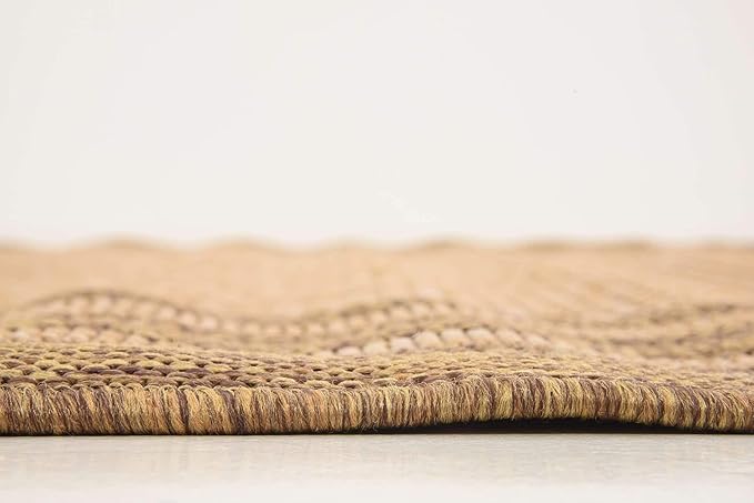 Unique Loom Outdoor Border Collection Area Rug - Multi Border (5' 3" x 8' Rectangle, Light Brown/ Brown)