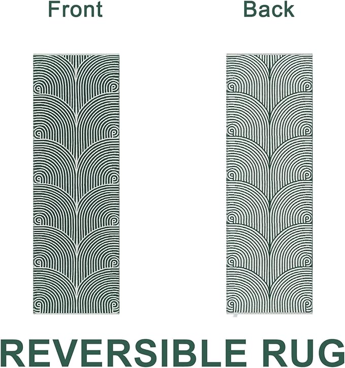 Tiffasea Washable Kitchen Runner Rug 2.6'x8' Hallway Rugs Green Entryway Runner Indoor, Reversible Farmhouse Cotton Hand-Woven Boho Laundry Room Rug Floor Carpet Runners for Bedroom Bathroom