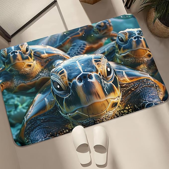 Sea Turtles Rug for Kids - Sea Turtle Area Rug 35" L x 23" W Ocean Life Turtles Carpet for Bedroom Living Room Ocean Turtle Kids Room Decor