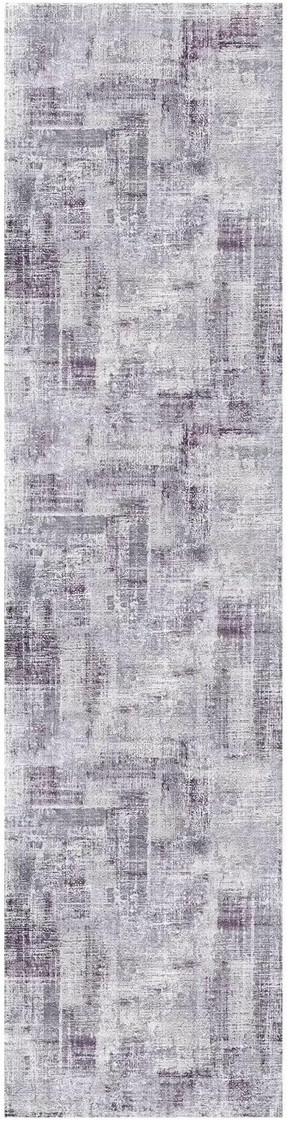 Eleisa Modern Abstract 2x8 Hallway Runner Rug, Purple & Grey, Non-Slip Washable Low Pile Rugs, Vintage Rug Hallway Indoor Carpet for Kitchen, Entryway and Laundry Room