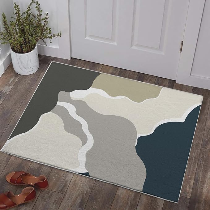 Bathroom Mat Geometric Minimalist Modern Abstract Rugs Irregular Geometry Machine Washable Soft Plush Rug Carpet Non Slip Boho Area Rug for Entryway Kitchen Living Room Dining Room Home 20x31.5 Inch
