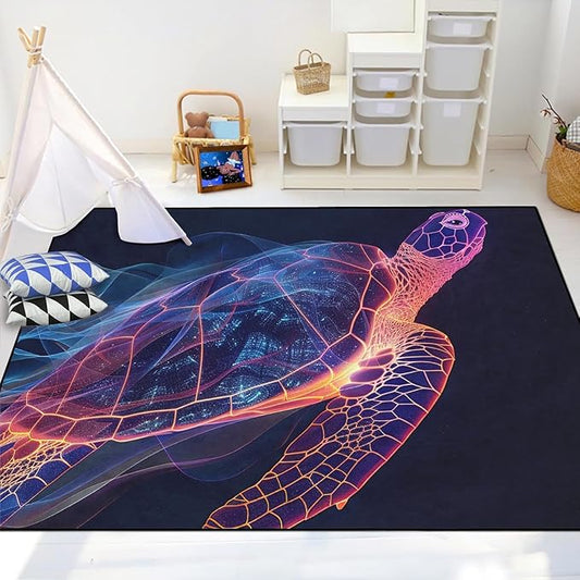 Sea Turtles Rug - Sea Turtle for Kids Boys Coastal Rugs for Bedroom Ripple Ocean Life Theme Decor Ocean Carpet Rug, 4x5 Feet