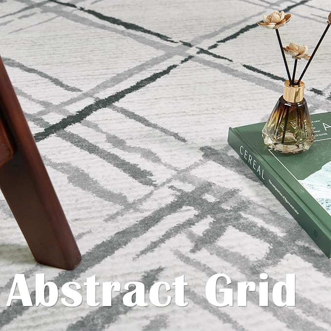 jinchan Kitchen Runner Rug 2x7 Modern Hallway Rug Washable Rug Abstract Runner Non Slip Geometric Grid Accent Rug Black Lines Soft Thin Rug Carpet Runner for Bedroom Bathroom Laundry Room Living Room