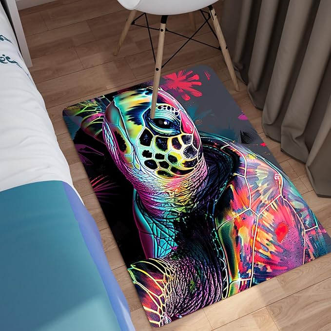 Sea Turtles Rug - Seafloor Turtle Area Rug for Kids 2x3 Feet Colorful Ocean Life Turtles Carpet Rugs for Bedroom Living Room Kids Room Decor