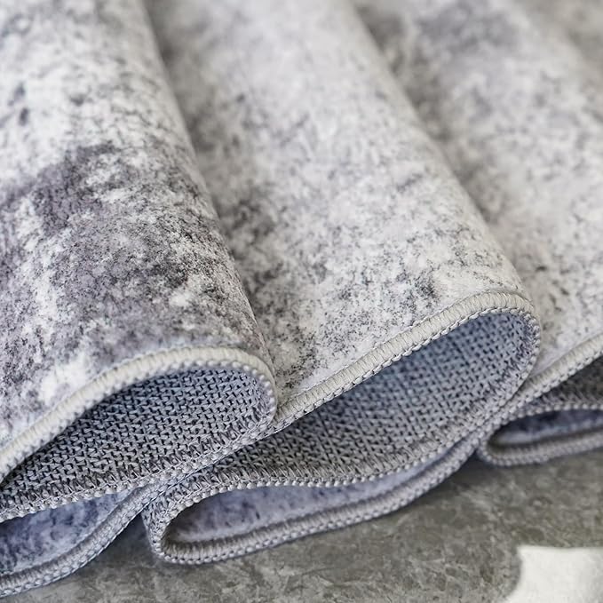 Washable Wide 4x12 Runner Rug - Abstract Runner Rugs for Living Room Stain Resistant Entryway Indoor Carpet for Kitchen Bedroom Non Slip Rubber Backing Ultra Thin Soft Home Decor Floor Mat 4x12 Grey