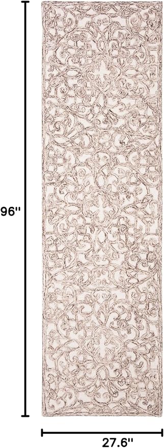 SAFAVIEH Trace Collection Runner Rug - 2'3" x 8', Brown & Ivory, Handmade Wool, Ideal for High Traffic Areas in Living Room, Bedroom (TRC103T)