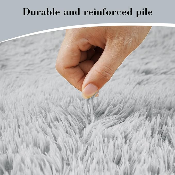 Fluffy Rug Shaggy Area Rug, Gray 8x10 Area Rugs for Living Room, Large Shag Area Rugs for Bedroom Kids Room Home Decor, Upgrade Anti-Skid Rectangular Fuzzy Rugs