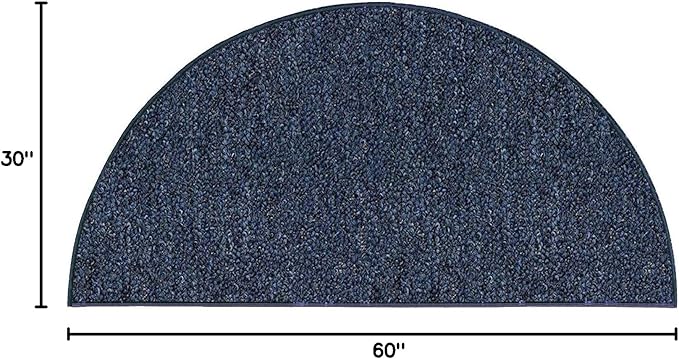 Ambiant Broadway Collection Pet Friendly Indoor Outdoor Area Rugs Blue - 30'' x 60'' Half Round, Stain & Fade Resistant, Easy Care, Pet & Kids Friendly, Made in USA, Perfect for Weddings