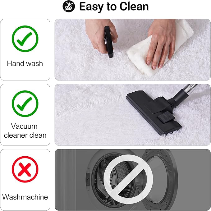 White Rug for Bedroom, 2x3 Fluffy Area Rugs for Living Room, Small Soft Shag Fuzzy Shaggy Carpets for Kids Boys and Girls Dorm with 4 Non-Slip Rug Tapes Room Home Decor (2ft x 3ft, White)
