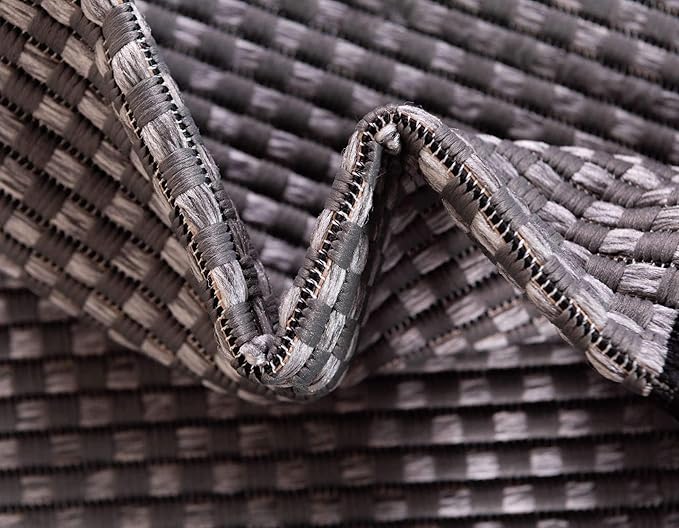Unique Loom Outdoor Border Collection Area Rug - Multi Border (3' 3" x 5' 1" Rectangle, Gray/ Black)