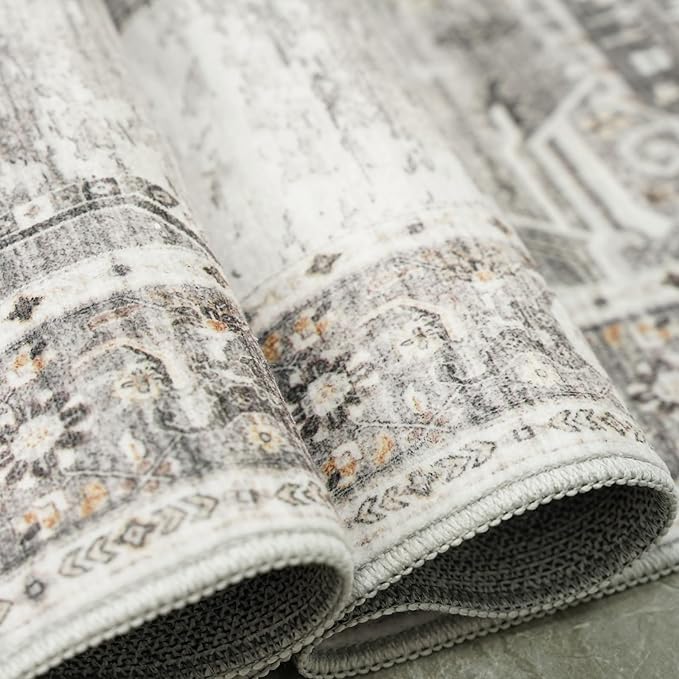 RUUGME Hallway 3x12 Runner Rugs - Boho Rugs for Living Room Stain Resistant Vintage Carpet Tribal Rugs for Bedroom Kitchen Bathroom Non Slip Backing Decor Floor Decoration Mat 3x12 Grey