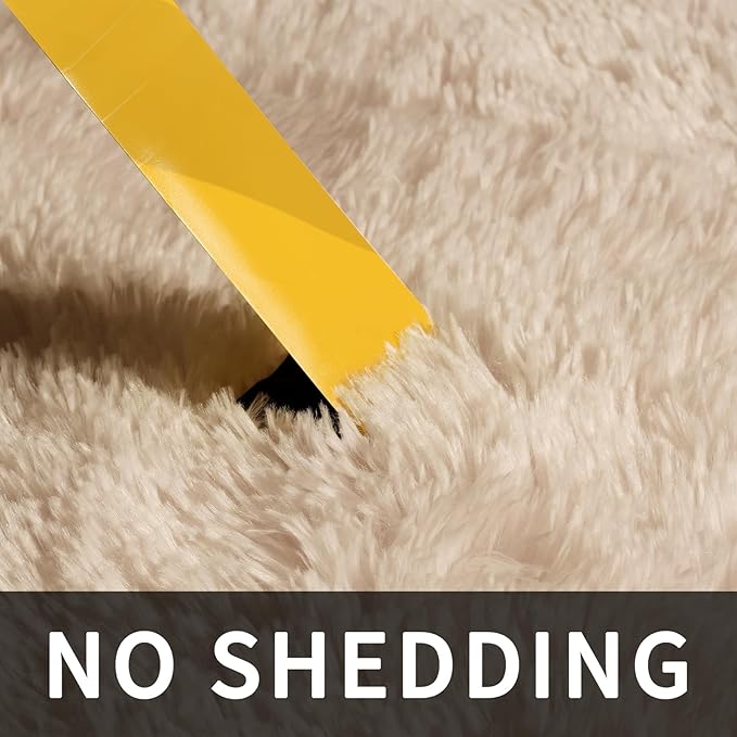 Sour Lemon Area Rugs 9x12 Living Room, Beige Large Area Rug Shag Shaggy Carpet Soft Plush Furry Bedside Rug, Machine Washable Area Rugs for Bedroom Kids Girls Boys Home Decor Anti Slip