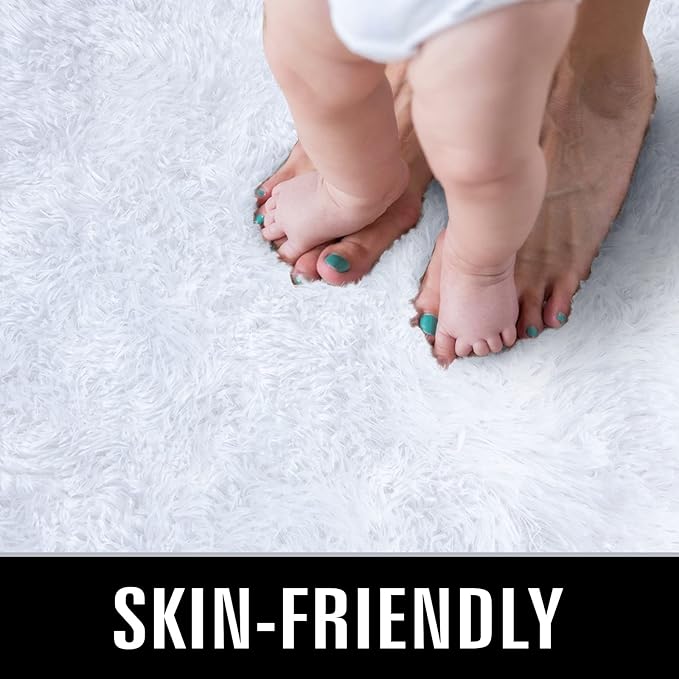 TWINNIS Super Soft Shaggy Rugs Fluffy Carpets 9x12 Feet, Indoor Modern Plush Area Rugs for Living Room Bedroom Kids Room Nursery Home Decor, Upgrade Anti-Skid Fuzzy Rug, White
