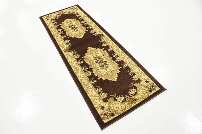 Unique Loom Versailles Collection Traditional Classic Floral Motif Area Rug (2' 2 x 6' 0 Runner, Brown/ Ivory)