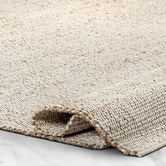 GRUHUM Jute Cotton Area Rug 9'x12' ft Large Rectangle Hand Woven Natural Farmhouse Rug for Living Room, Bedroom Kitchen - Rustic Vintage Bohemian Eco-Friendly Home Décor 9x12 Natural