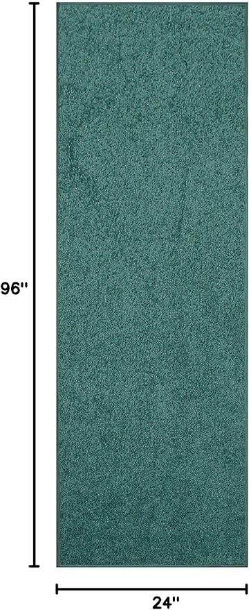 Furnish my Place Modern Plush Solid Color Rug - Teal, 2' x 8', Pet and Kids Friendly Rug. Made in USA, Area Rugs Great for Kids, Pets, Event, Wedding
