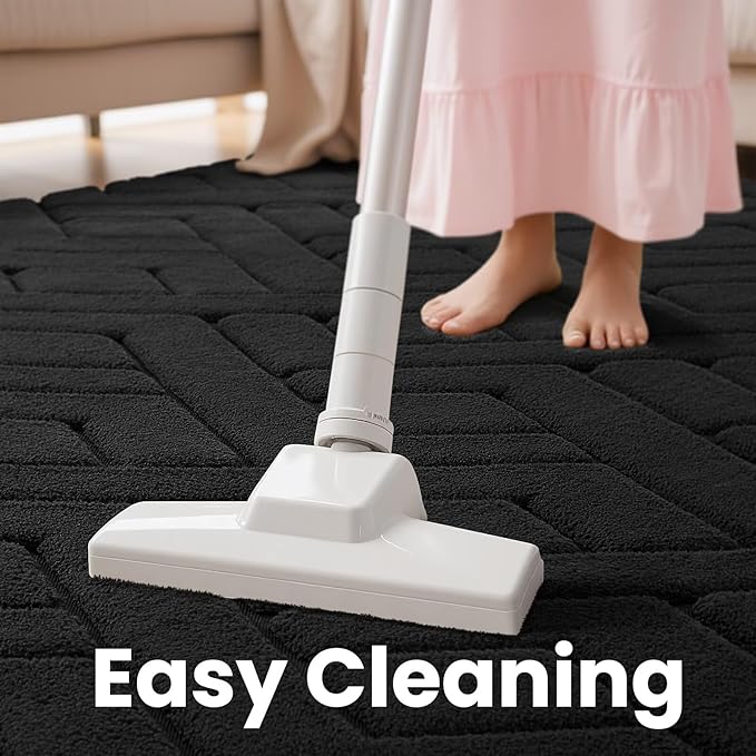 Ultra Soft Dark Grey Area Rug for Living Room, 6x9 Modern Geometric Shag Rugs with Nonslip Backing for Bedroom, Washable Fuzzy Carpet for Cozy Kids Room Nursery