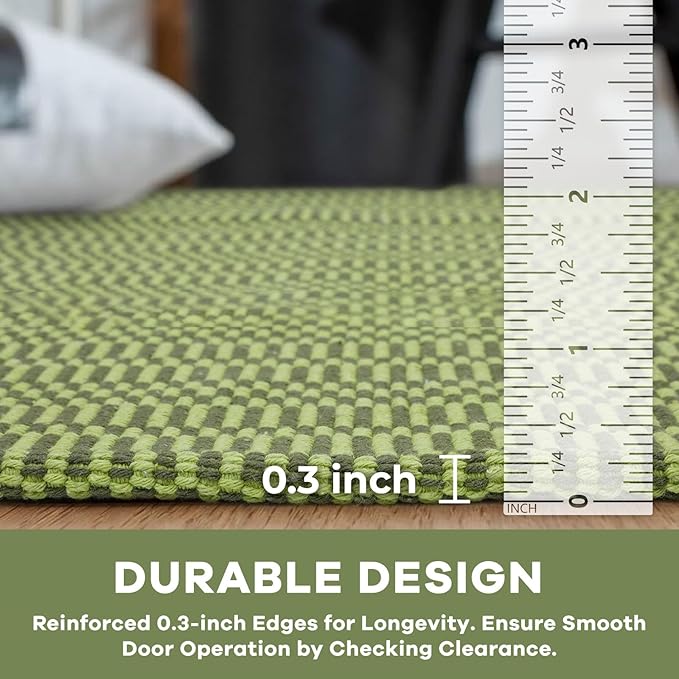 KOZYFLY Washable Runner Rug 2x5 Ft Runners for Hallways Rubber Backed Throw Rug, Braided Cotton Entryway Runner Indoor, Carpet Runners for Hallway Kitchen Entryway Bedroom, Green