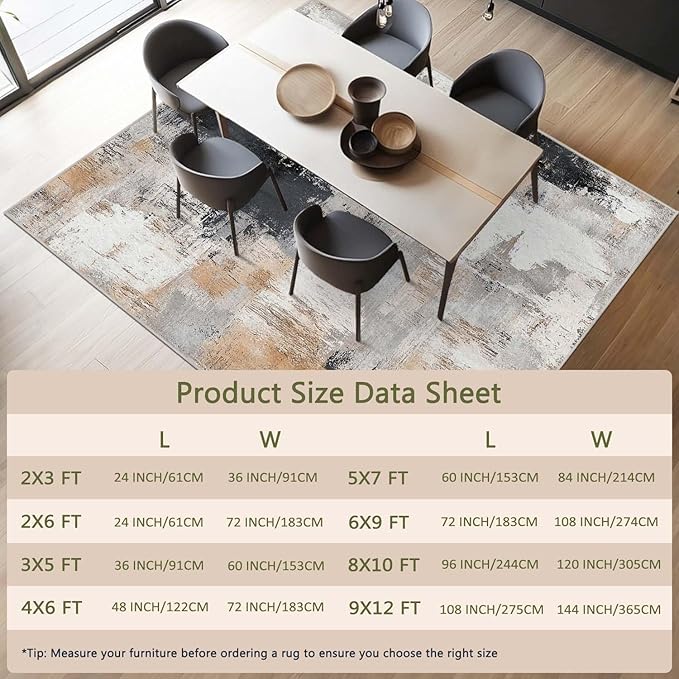 3x5 Area Rug Machine Washable Entryway Rugs Modern Abstract Black White Grey Rug Non-Slip Low Pile Door Mat Entrance Small Carpet for Home Kitchen Bathroom Bedroom