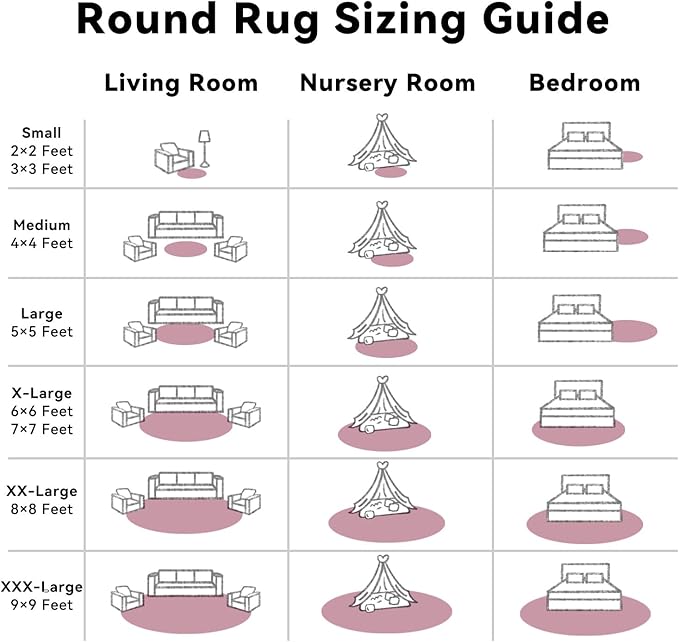 OLANLY Blush Round Rugs for Bedroom - Machine Washable, 7x7 Feet Circle Area Rugs for Living Room, Soft and Fluffy Shaggy Carpet for Teen Girls and Boys, Dorms, Nursery Rooms, Home Decor Aesthetic
