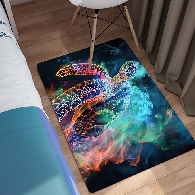 Sea Turtles Carpet Rugs - Kids Sea Turtle Coastal Rug for Bedroom Ocean Life Theme, 2'×3'
