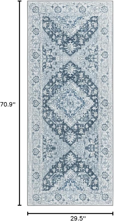ILANGO Non Slip Runner Rugs for Hallway, 2'5"x6' Distressed Traditional Kitchen Washable, Carpet Runner Floor Mat for Indoor Entryway Bedroom Laundry Room, Easy to Clean