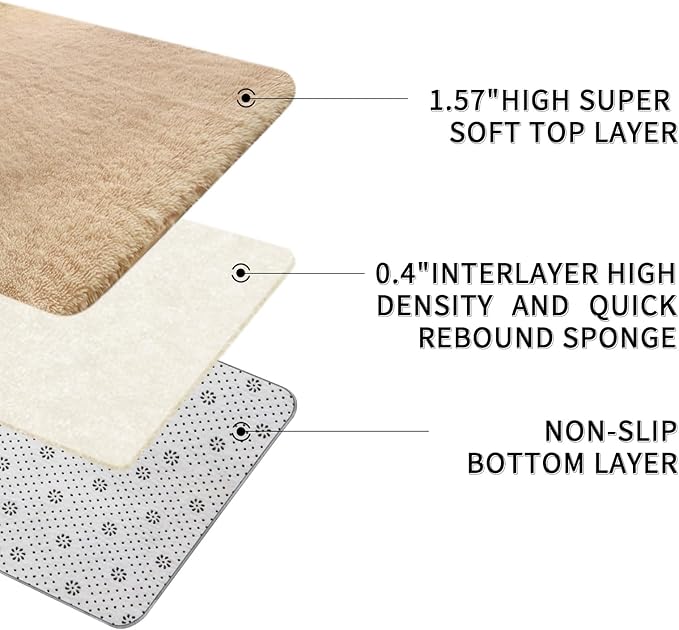 Sour Lemon Area Rugs 9x12 Living Room, Beige Large Area Rug Shag Shaggy Carpet Soft Plush Furry Bedside Rug, Machine Washable Area Rugs for Bedroom Kids Girls Boys Home Decor Anti Slip
