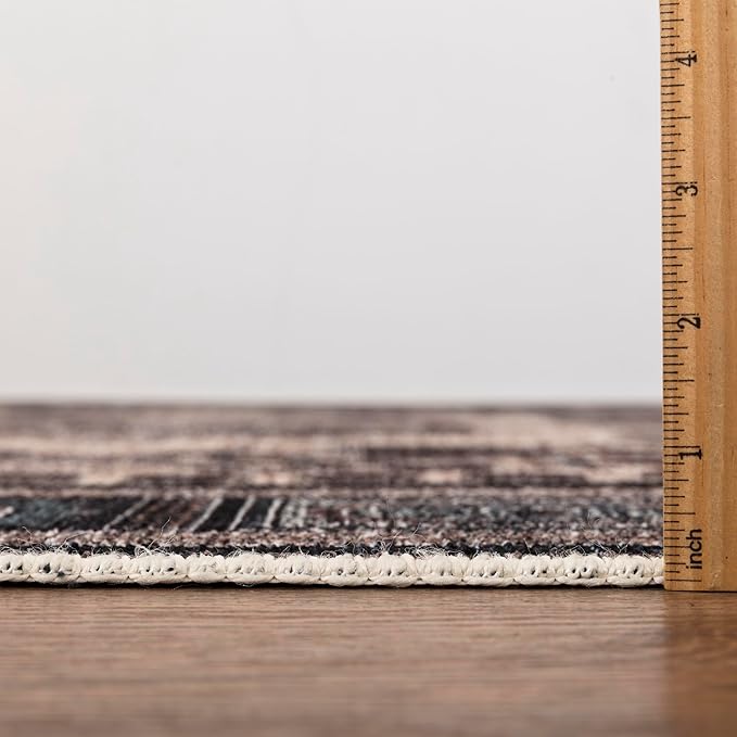 Keen Home Design 2'6" x 10' Machine Washable Runner Rug with Non-Slip Backing, Ideal for Hallway, Entryway, Kitchen, Laundry Room - Vintage, Easy Clean, Durable, Low Pile - Beige / Indigo Blue