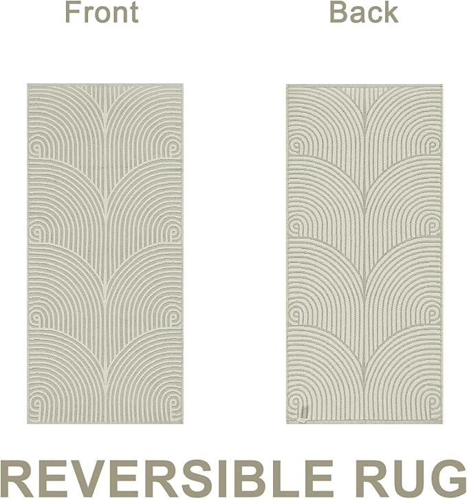 Tiffasea Washable Kitchen Rugs 2'x4.3', Farmhouse Runner Rug Reversible Beige Entryway Rug Cotton Hand-Woven Modern Area Rug Small Bathroom Rug Front Door Rugs for Bedroom Porch Foyer