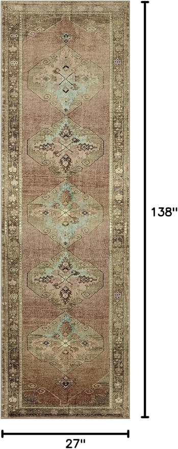 Loloi Magnolia Home by Joanna Gaines Sinclair Collection SIN-06 Clay/Tobacco 2'-3" x 11'-6", .25" Pile Height, Machine Washable, Runner Rug