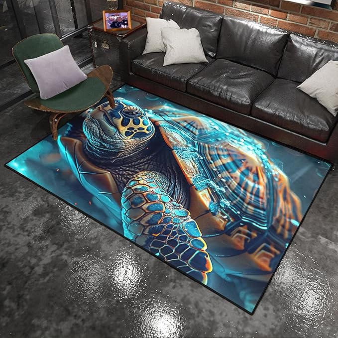 Sea Turtles Rug - Sea Turtle for Kids Boys Coastal Rugs for Bedroom Ocean Life Theme Decor Ocean Carpet Rug, 63 in x 47 in