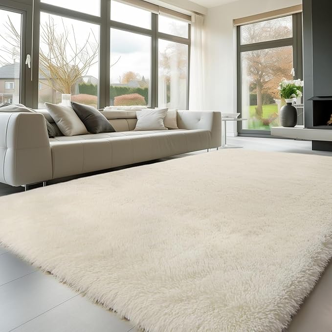 Sour Lemon 10x14 Area Rugs for Bedroom, Fluffy Rugs for Living Room, Large Area Rug Shag Shaggy Carpet Soft Plush Furry Bedside Rug, Machine Washable Area Rugs for Kids Girls Boys Home Decor Anti Slip