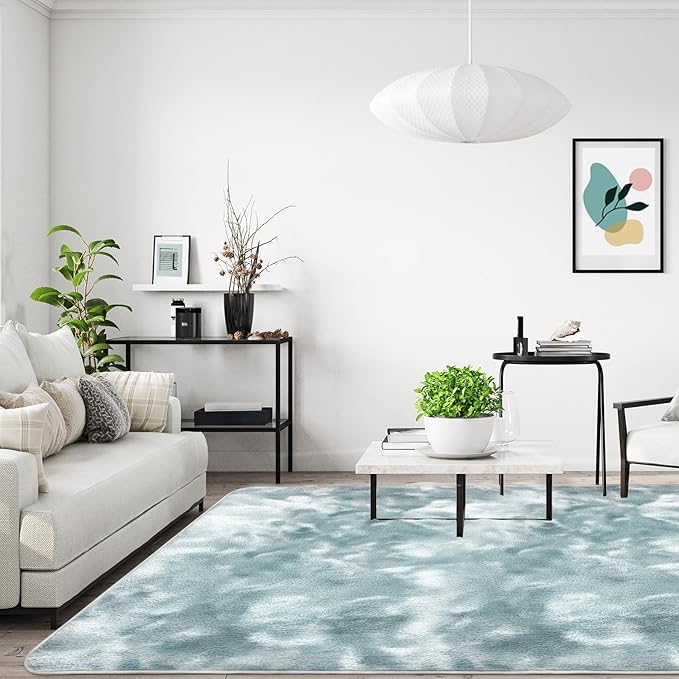 Ultra Soft Area Rug 5x8 Feet, Cosy Fuzzy Faux Fur Area Rug,Indoor Modern Plush Washable Shaggy Rugs for Bedroom Living Room Home Decor, Fluffy Carpet for Kids Room,Nursery,Dorm (Blue)